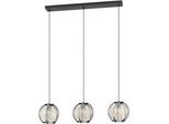 EGLO Hängeleuchte "Waverton Hängelampe, Esszimmerlampe, Metall, Holz, Textil in Weiß, E27", schwarz, 3, H: 110cm, 1 Stk., Leuchten, Hängeleuchte - L92 x B22 x H110 cm - schwarz - 3X40W exkl., Hängeleuchte