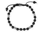 Gliederarmband ADELIA´S "Unisex Armband – Kugelarmband aus Edelstahl mit Onyx 19 cm", silber, Armbänder, Damen, 19cm, Edelstahl, Gliederarmband, Schöne Geschenkidee zum Geburtstag