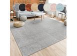 Teppich PACO HOME "Porto 890", silber (silberfarben), B:240cm H:13mm L:340cm, Obermaterial: 100% Polypropylen, Teppiche, Teppich, Kurzflor, Uni-Farben, ideal im Wohnzimmer & Schlafzimmer