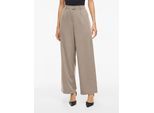 Anzughose VILA "VISIFFE HW WIDE PANTS - NOOS", Damen, Gr. 36, Länge 32, beige (falcon detail:melange), Web, Obermaterial: 72% Polyester, 24% Viskose, 4% Elasthan, meliert, relaxed fit normal, Hosen Anzughose