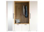 Voleo Garderobe, Weiß, Eiche Artisan, Holzwerkstoff, Glas, 216x200x47 cm, Garderobe, Garderoben-Set & Garderoben-Serien, Garderoben-Sets