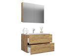 Mid.you Badezimmer VCM Badinos, Honigeiche, Holzwerkstoff, 3-teilig, 2 Schublade(n),2 Schublade(n) Schubladen, 80 cm, hängend, Badezimmer, Badmöbelsets & Badmöbelserien, Badmöbel-Sets