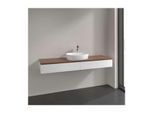 Villeroy und Boch Antao Waschtisch-Unterschrank L14052MT mit Beleuchtung, 2 Auszüge, 1600 x 190 x 500 mm, Front ohne Struktur, White Matt Lacquer / Warm Walnut