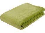 Wohndecke GÖZZE "Memphis", grün, B:180cm L:220cm, Polyester, Wohndecken, Wohndecke, in tollen Unifarben, Kuscheldecke