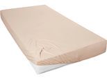 Spannbettlaken PRIMERA "Mako-Feinjersey Spannbetttuch", beige (düne), B:120cm L:200cm, Mako-Jersey, Obermaterial: 100% Baumwolle, Bettlaken, Spannbettlaken, Geeignet für Standardmatratzen bis 22 cm, 100% Baumwolle
