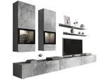 Wohnwand OTTO HOME "Baros", grau (beton, optik), B:270cm, Kastenmöbel-Sets, Wohnwand