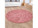 Hochflor-Teppich PACO HOME "Silky 591", lila (beere), H:37mm Ø:160cm, Polyester, Teppiche, Uni Farben, besonders weich und kuschelig