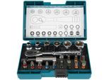 Bit-Set MAKITA "B-54081", blau (türkis, schwarz), Kunststoff, Metall, Bits, 21-tlg. inkl. Ratsche und Aufbewahrungskoffer