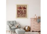 Bild mit Rahmen QUEENCE "Vintage Polo Club New York", braun (farbe rahmen: beige, farbe bild(er): dunkelrot), B:30cm H:40cm T:1,5cm, Acrylglas, Holzrahmen, Bilder, Bild mit Rahmen, HD Premium Poster-Druck inkl. Echtholzrahmen in beige