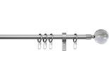Gardinenstange INDEKO "Kugel Glas klar" Gr. 3, silber (silberfarben, chromfarben), L:200cm Ø:16mm, Stahl, Gardinenstangen, Gardinenstange, Komplett-Set inkl. Ringen und Montagematerial