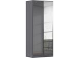 Drehtürenschrank OTTO HOME "Kleiderschrank Kleiderschränke Schrank Garderobe AGORDO mit Glasfront", grau (graumetallic, glas basalt), B:91cm H:210cm T:54cm, Holzwerkstoff, Schränke, Drehtürenschrank, mit Außenschubkästen, in 7 Breiten und 2 Höhen MADE IN GERMANY