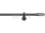 Gardinenstange INDEKO "Marbella" Gr. 1, schwarz (anthrazit, schwarz), L:120cm Ø:16mm, Aluminium, Gardinenstangen, Gardinenstange, Innenlauf Komplett-Set inkl. Gleitern und Montagematerial