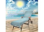 Strandtuch KINZLER "Frottier-Liegenbezug, 100% Baumwolle", blau (aqua), B:78cm L:200cm, Walkfrottee, Baumwolle, Handtücher, Strandtuch, Liegen-Handtuch, Uni Farben, weich & flauschig, auch als 2er Set