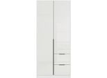 Drehtürenschrank OTTO HOME "Kleiderschrank Kleiderschränke Schrank Garderobe AGORDO mit Glasfront", weiß (alpinweiß, glas kristallweiß), B:91cm H:229cm T:54cm, Holzwerkstoff, Schränke, Drehtürenschrank, mit Außenschubkästen, in 7 Breiten und 2 Höhen MADE IN GERMANY