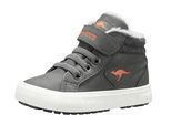 Sneaker KANGAROOS "Kavu III", Mädchen, Gr. 24, grau (steel grau, flame), Synthetik, Schuhe Sneaker, Warmfutter, Reißverschluss,Winterschuhe, Schnürboots, Sneakerboots