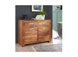 Massivholz Sideboard 90cm Sheesham Kommode mit 2 Türen & 2 Schubladen Landhaus Style