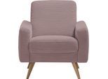 Sessel EXXPO - SOFA FASHION "Samso, Loungesessel", braun (old rose), B:82cm H:87cm T:80cm, 100% PES, Sessel, Sessel, elegant und bequem, aktueller Cord Bezug