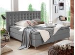Boxspringbett "Anni", grau (dunkelgrau), B:160cm L:213cm, Bezug: Strukturstoff (100% Polyester);Bezug Matratzenspiegel: Jersey (100% Polyester);Bezug Topperspiegel: Jersey (100% Polyester), ATLANTIC HOME COLLECTION, Komplettbetten, Boxspringbett, mit Bonnell-Federkernmatratze und Topper