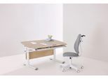Kinderschreibtisch PAIDI "DIEGO CURVED, Schülerschreibtisch, mitwachsend, ergonomisch", beige (eiche, montana, weiß, weiß, eiche, montana), B:120cm H:79cm T:70cm, Tische, Kinderschreibtisch, stufenlos höhenverstellbar, Tischplatte neigbar