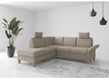 Ecksofa HOME AFFAIRE "Rochelle, L-Form", grau (taupe), B:240cm H:90cm T:216cm, 95% Polyester 5% Polyamid, Sofas, Ecksofa, wahlweise mit Armteilverstellung, Bettfunktion und Bettkasten