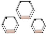 Ablageregal MIRRORS AND MORE "CHIARA", schwarz, B:25cm H:22cm T:10cm, MDF, Metall, Regale, Ablageregal, Wandregalset