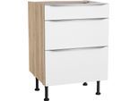 Unterschrank KOCHSTATION "KS-Aken", weiß (weiß, wildeiche nachbildung), B:60cm H:87cm T:58,4cm, Schränke, Unterschrank