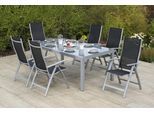 Garten-Essgruppe MERXX "Carrara", schwarz (silber, schwarz), Polyester, Aluminium, Polyester, Sitzmöbel-Sets, Garten-Essgruppe