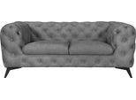 Chesterfield-Sofa HOME AFFAIRE "Glynis", grau (hellgrau), B:185cm H:75cm T:99cm, Struktur (100% Polyester);Samtoptik (100% Polyester), Sofas, Chesterfield-Sofa, aufwändige Knopfheftung, moderne Chesterfield Optik, Fußfarbe wählbar