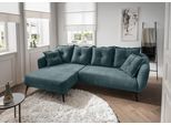 Ecksofa HOME AFFAIRE "Baggio Stellmaße 277/162 cm, modern & elegant, hoher Fuß", ocean, B:277cm T:162cm, 100% Polyester, Sofas, Ecksofa, L-Form, schwarze Metallfüße
