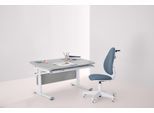 Schreibtischstuhl PAIDI "JOOKI S aus pflegeleichtem Mikrofaser, ergonomisch mitwachsend", blau (tintenblau, weiß, weiß, tintenblau), B:44cm H:100cm T:52cm, Stühle, Schreibtischstuhl, höhenverstellbarer Kinderstuhl, 360 Drehstuhl, 80 Kg Tragkraft