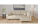 Ecksofa HOME AFFAIRE "CHARRE L-Form mit Ottomane, Maße B/T/H: 231/161/81 cm", beige, B:231cm H:81cm T:161cm, 100% Polyester, Sofas, Ecksofa, feine Steppung, lose Rücken- und Zierkissen, auch in Cord und Bouclé