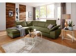 Ecksofa HOME AFFAIRE "Mauritius L-Form", grün (olive), B:276cm T:232cm, Struktur fein (100% Polyester);Luxus-Microfaser Lederoptik (100% Polyester);Soft clean (98% Polyester, 2% Polyamid), Sofas, Ecksofa, mit Ottomane, mit Kopfteil- und Armlehnverstellung