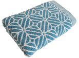 Duschtuch FRAMSOHN FROTTIER "Design Jaquard Raute Badetuch", blau (jeansblau, weiß), B:67cm L:140cm, Jacquard-Walkfrottier, Obermaterial: 100% Baumwolle, Handtücher, Duschtuch, mehrfarbig gewebtem Saum, hergestellt in Österreich