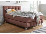 Boxspringbett HOME AFFAIRE "Salo", braun, B:134cm L:211cm, Struktur (100% Polyester);Bezug der Spiegelfläche Matratzendrell aus 100% Polyester;Samtoptik (100% Polyester), Komplettbetten, Boxspringbett, incl. Topper, 6 Breiten, 2 Härtegrade, TFK auch in Härtegrad 4