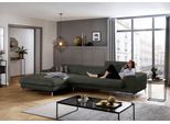 Ecksofa W.SCHILLIG "piedroo, Designsofa mit tollem Sitzkomfort, elegant und bequem, L-Form", grün (hunter r66), B:343cm H:70cm T:193cm, Chenille-Flachgewebe R66 (85% Polyester, 15% Nylon), Sofas, Ecksofa, Kopfteilverstellung, wahlweise mit Sitztiefenverstellung, Breite 343cm