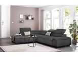 Ecksofa HOME AFFAIRE "Alberto L-Form", grau (graphit), B:272cm H:73cm T:226cm, 100% Polyester;Luxus-Microfaser weich (9)0% Polyester / 10% Polyamid;Luxus-Microfaser Vintageoptik (100% Polyester);Microfaser Antiklederoptik (100% Polyester), Sofas, Ecksofa, mit Kopfteilverstellung, wahlweise mit Bettfunktion