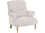 XXL-Sessel HOME AFFAIRE "Cholet Sessel", beige (creme uni), B:86cm H:95cm T:95cm, Baumwollmix (40% Baumwolle/60% Polyester), Sessel, XXL-Sessel, mit Zierkissen und Beinen aus Eiche, Bezugsqualität: Baumwollmix, Big