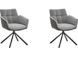 Esszimmerstuhl "Frisco-B", schwarz (grau, schwarz, grau), B:62cm H:84cm T:62cm, Chenille;Microfaser, SET ONE BY MUSTERRING, Stühle, Esszimmerstuhl, Bezug innen Chenille und außen Microfaser, Stativgestell schwarz