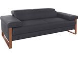 2-Sitzer W.SCHILLIG "finn", grau (antracite s37), B:210cm H:71cm T:106cm, Flachgewebe S22 (100% Polyester);Stoff S37 (100% Polyester);Longlife Xtra-Leder Z59: Glattleder mit modischer Prägung. Hautstärke 0, 9 - 1, 1 mm, Sofas, 2-Sitzer, German Design Award 2016, Fußgestell Nussbaum natur, Breite 210 cm