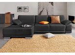 Ecksofa SIT & MORE "Coria L-Form", schwarz, B:282cm H:80cm T:162cm, Kunstleder SOFTLUX;Struktur ( 100% Polyester);Struktur fein ( 90% Polyester; 10% Polyamid);Luxus-Microfaser ALTARA NUBUCK (100% Polyester), Sofas, Ecksofa, mit XL-Recamiere, wahlweise mit Bettfunktion