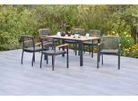 Garten-Essgruppe MERXX "»Tilos«", grau (grau, graphit, graphit), Aluminium, Massivholz, Sitzmöbel-Sets, Garten-Essgruppe, Tisch: LxB: 150x90 cm