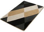 Badematte KLEINE WOLKE "Ayana", schwarz, H:15mm, Polyacryl, Badematten, Badematte, Badteppich, modernes Rauten Design, leichter Hoch-Tief Effekt