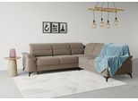 Ecksofa SIT & MORE "Sinatra L-Form", grau (taupe), B:251cm H:85cm T:231cm, 90% Polyester, 10% Polyamid, Sofas, Ecksofa, optinal mit Kopfteilverstellung und Armteilfunktion, Metallfüße