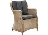 Gartensessel DESTINY "LUNA", beige (natur meliert), B:60cm H:87cm T:71cm, Obermaterial: 100% Polyester. Miedereinsatz: 50% Polyester, 50% Polyurethan, Sessel, Gartensessel, Aluminium, Polyrattan, inkl. Auflagen