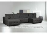 Wohnlandschaft HOME AFFAIRE "Nosia U-Form", grau (dunkelgrau), B:297cm H:85cm T:163cm, 100% Polyester, Sofas, Wohnlandschaft, incl. 2 Zierkissen, mit feiner Steppung