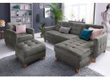 Ecksofa EXXPO - SOFA FASHION "Elio, kompakt, bequem & zeitloses Design, Breite 217cm, L-Form", grau (anthrazit), B:217cm T:157cm, Luxus-Kunstleder;NaturLEDER (echtes Rindsleder) in Sitz und Rücken. Korpus in passendem Kunstleder SOFTLUX bezogen, Sofas, Ecksofa, wahlweise mit Bettfunktion