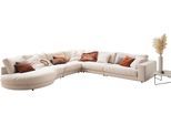 Ecksofa 3C CANDY "Enisa II, bequem und komfortabel, Mega Familiensofa, L-Form", beige (nature), B:395cm H:86cm T:225cm, 100% Polyester, Sofas, Ecksofa, incl. 3 Flatterkissen, wahlweise mit Flecken-Schutz-Bezug Easy care