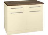 Unterschrank WIHO KÜCHEN "Unna", beige (front und korpus: magnolia, arbeitsplatte: eiche tabak), B:100cm H:85cm T:60cm, Schränke, Unterschrank, 100 cm breit
