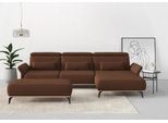 Ecksofa HOME AFFAIRE "Fjord L-Form", rosa (kupfer), B:324cm H:93cm T:184cm, 100% Polyester, Sofas, Ecksofa, massiv, wahlweise mit Armlehnfunktion, Kopf- Sitztiefenverstellung