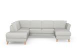 Wohnlandschaft SIT & MORE "Visby U-Form", grau (hellgrau), B:303cm H:87cm T:213cm, Sofas, Wohnlandschaft, wahlweise mit Bettfunktion und Stauraum, frei im Raum stellbar